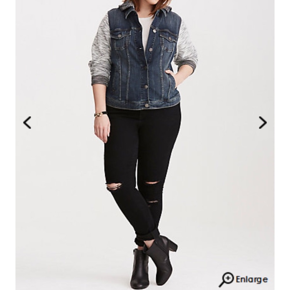 Torrid French Terry Hooded Jean Denim Jacket - Picture 2 of 6